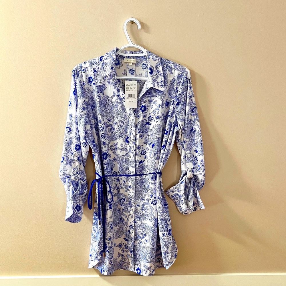 NWT Floral Paisley Print Button-Up Tunic by Laura Size 6